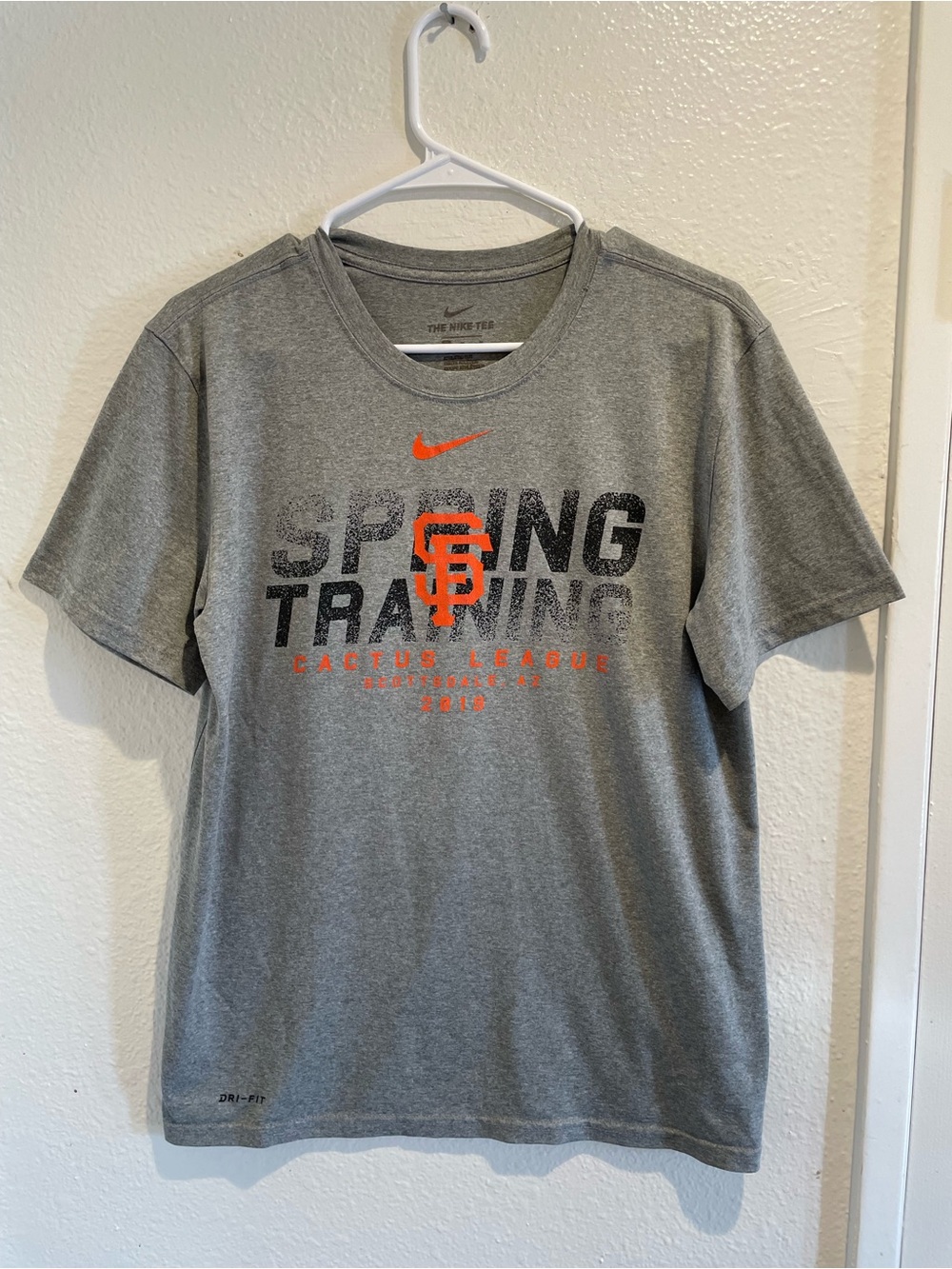 Nike SF Giants 2019 Spring Training Shirt Gray Men Size L Dri Fit MLB Baseball